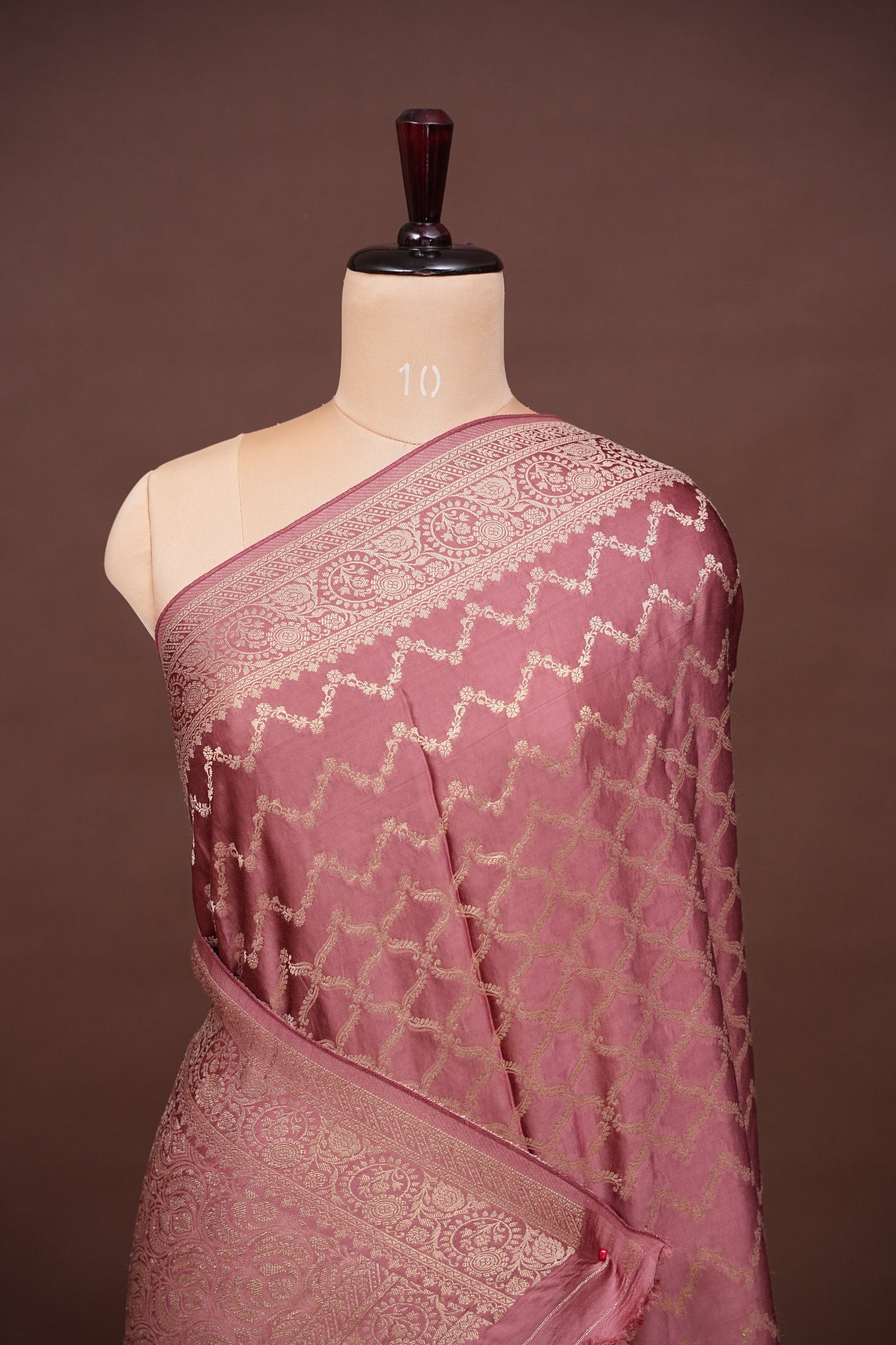 Geometric Mashru Silk Saree - Mauve Pink