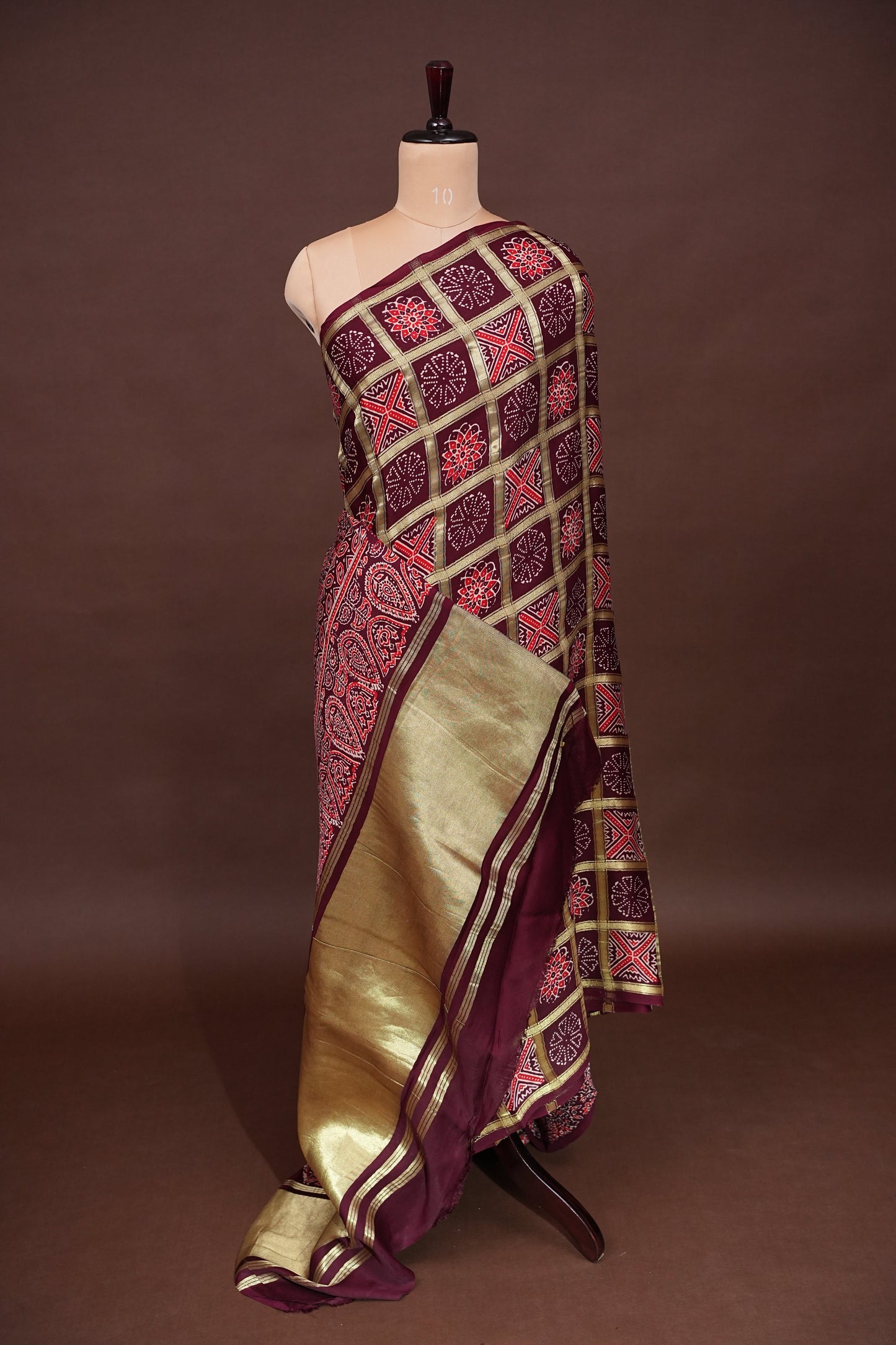 Bandhini Garchola Modal Silk Saree - Maroon