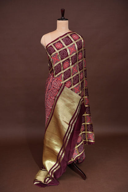 Bandhini Garchola Modal Silk Saree - Maroon