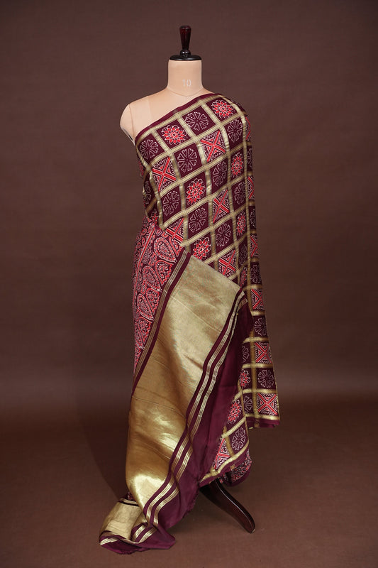 Bandhini Garchola Modal Silk Saree - Maroon