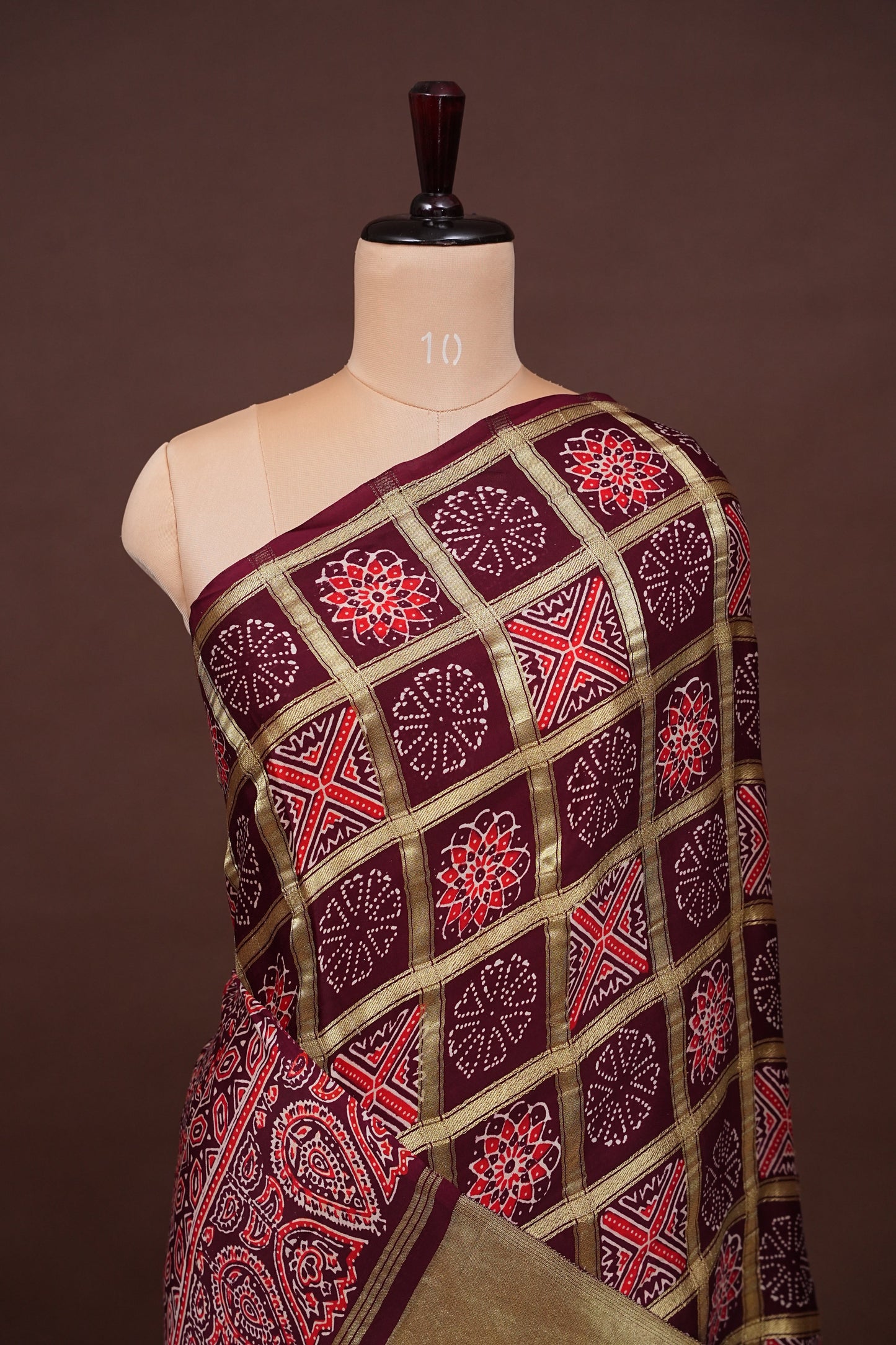 Bandhini Garchola Modal Silk Saree - Maroon