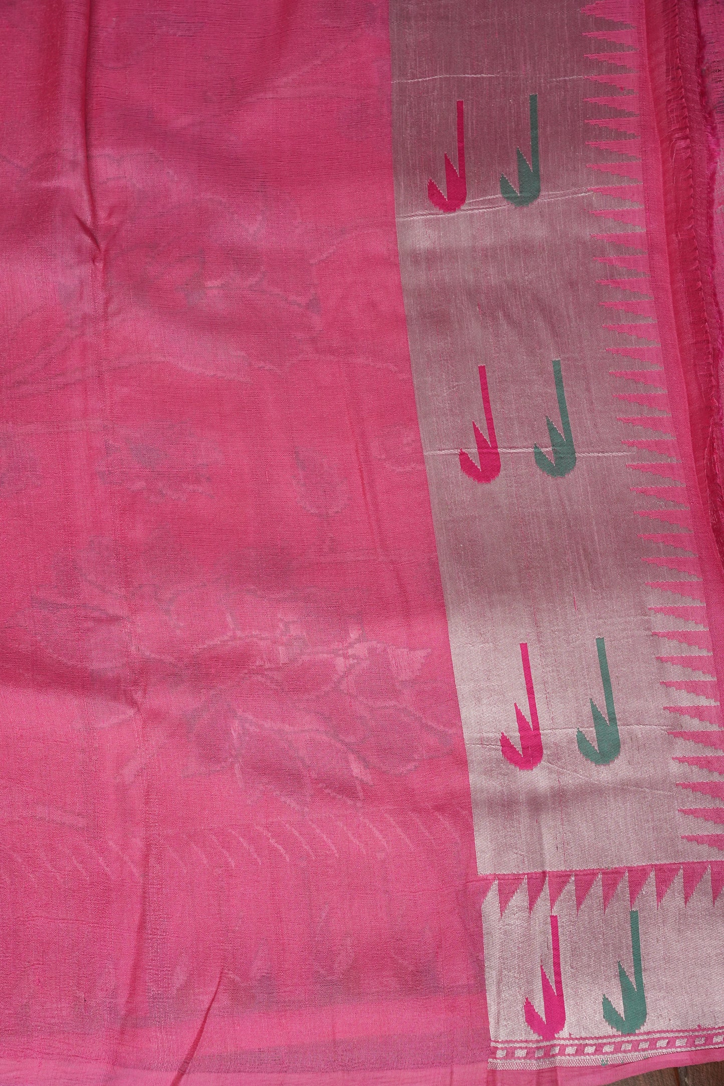 Candy Pink Pure Tussar Tissue Georgette Brocade Handloom Banarasi Saree