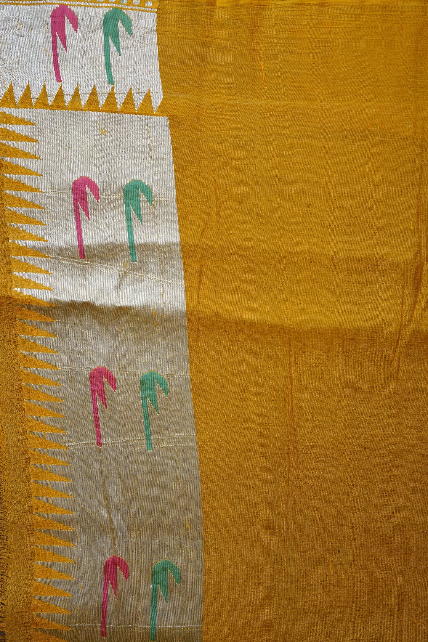 Mustard Yellow Pure Tussar Tissue Georgette Brocade Handloom Banarasi Saree