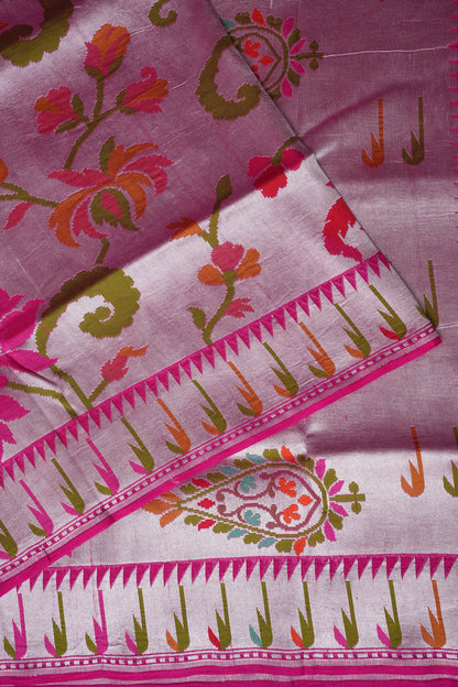 Pure Tussar Tissue Georgette Brocade Handloom Banarasi Saree - Blush Pink