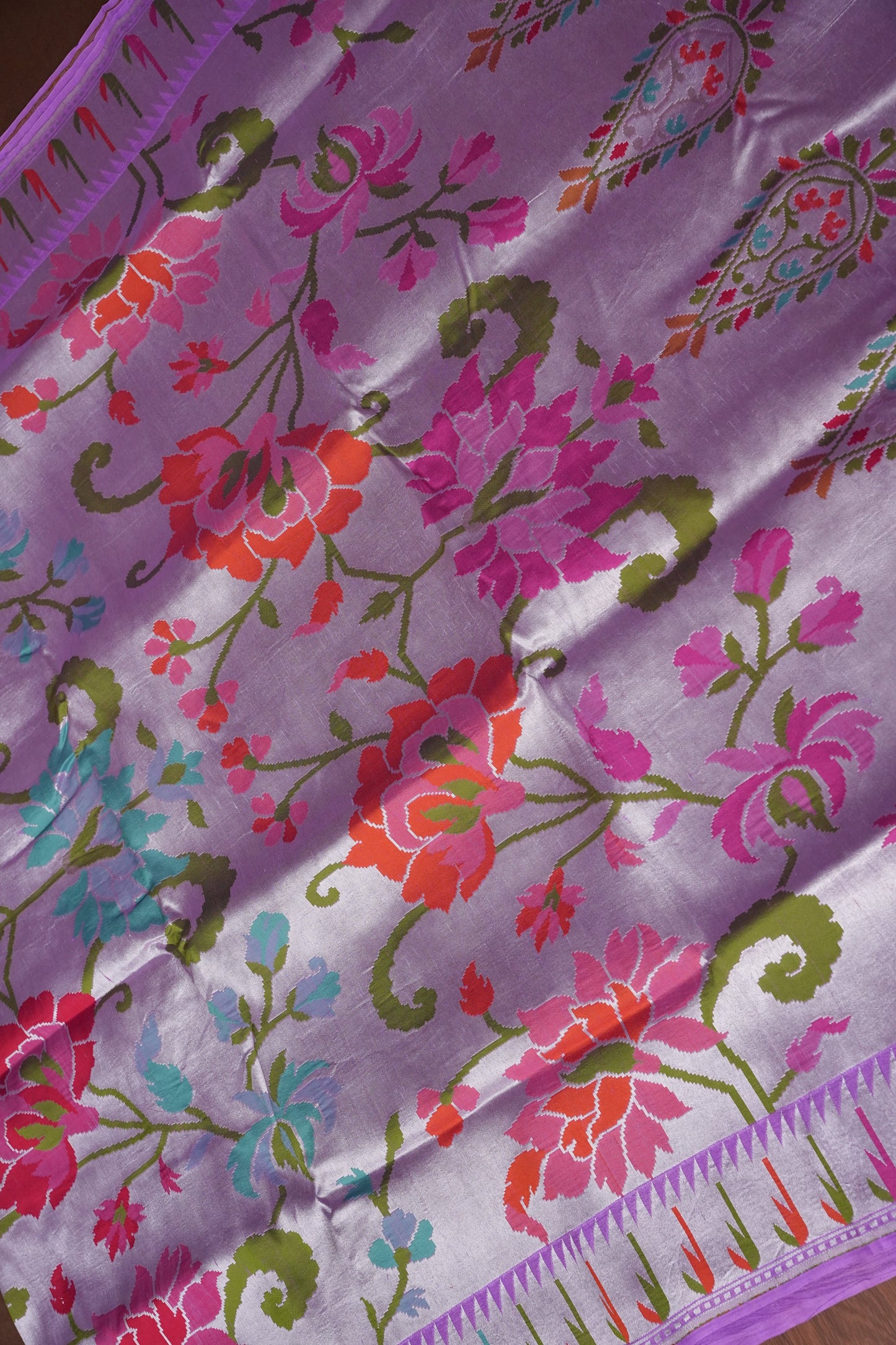 Pure Tussar Tissue Georgette Brocade Handloom Banarasi Saree - Lavender