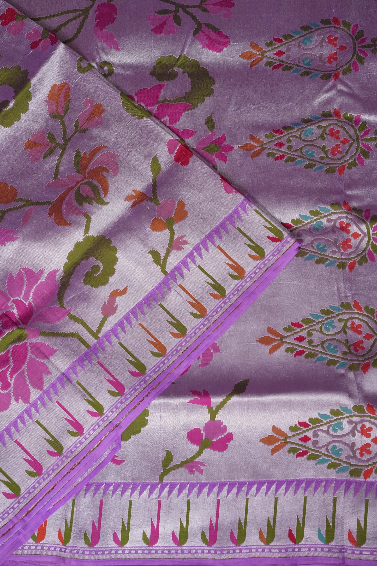 Pure Tussar Tissue Georgette Brocade Handloom Banarasi Saree - Lavender