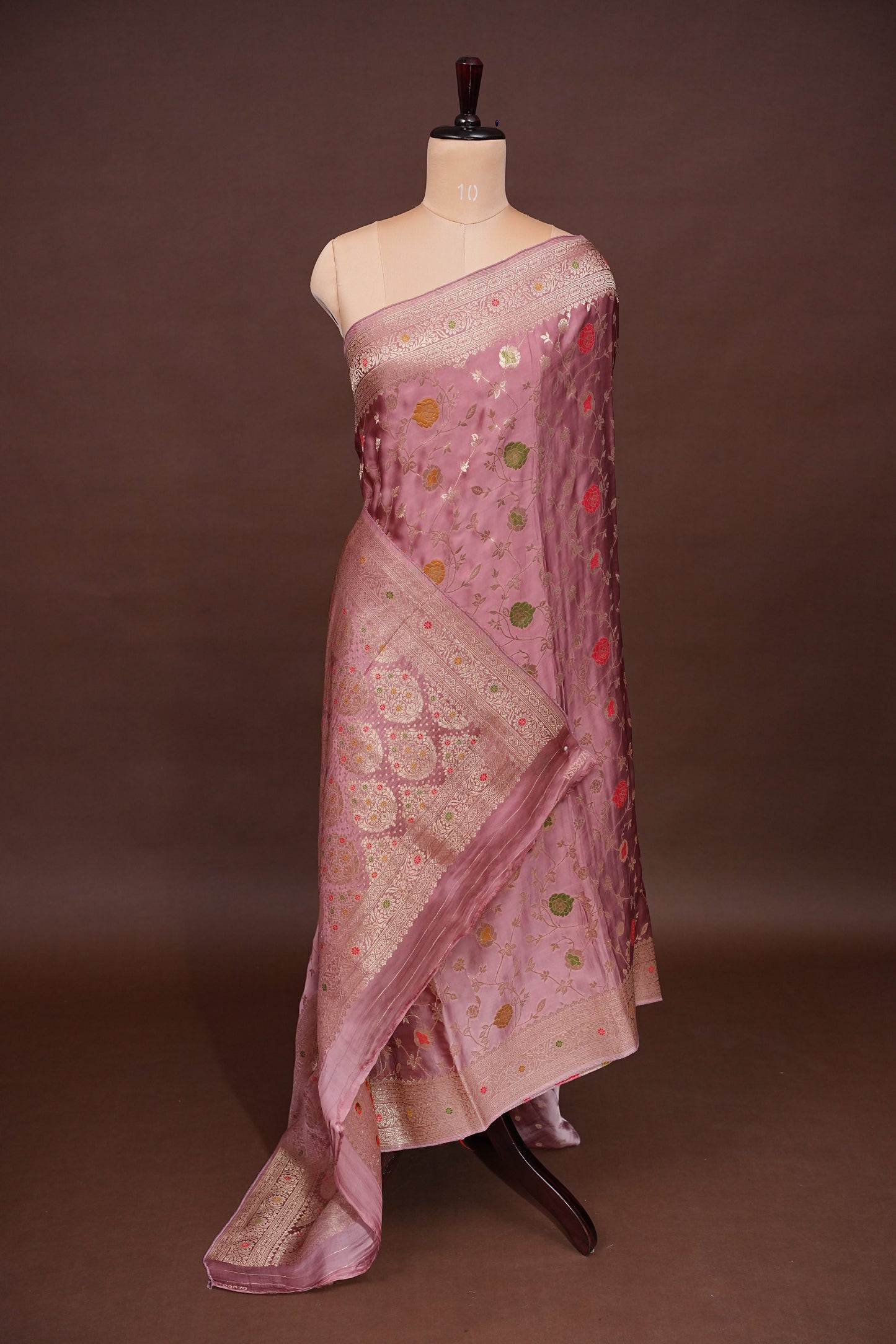 Pure Mashru Silk Saree - Mauve Pink withy Meenakari Jaal Pattern