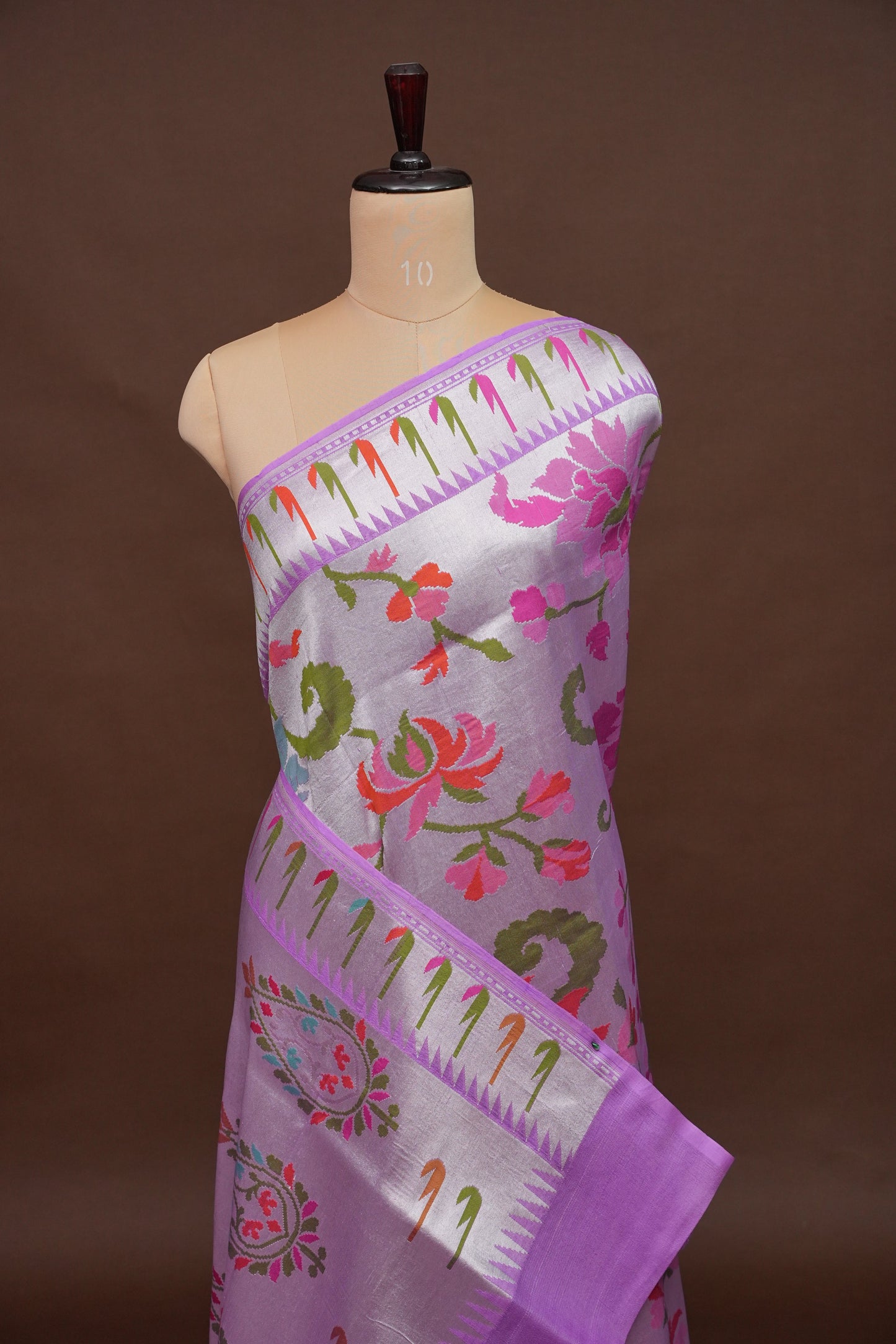 Pure Tussar Tissue Georgette Brocade Handloom Banarasi Saree - Lavender