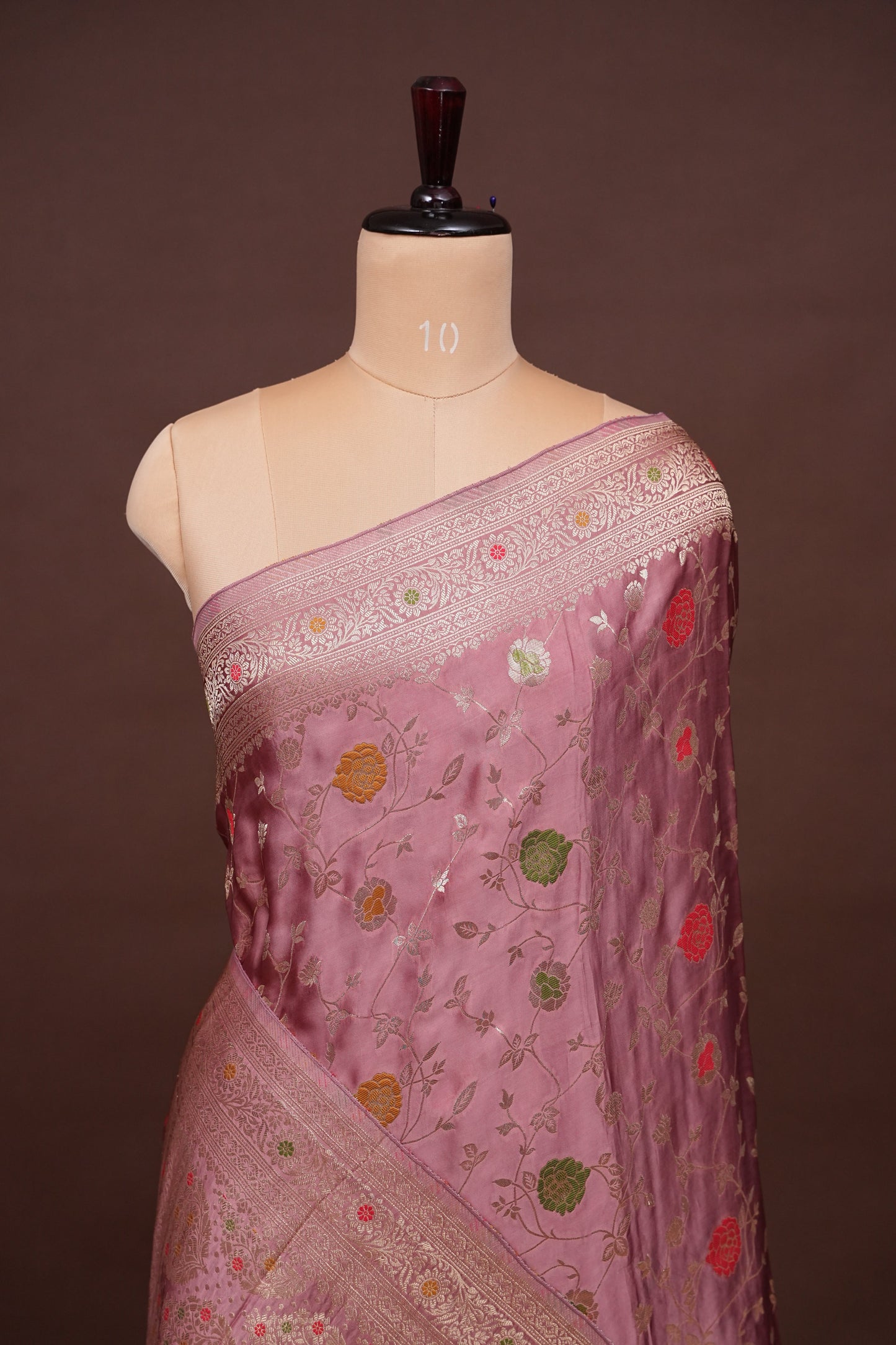 Pure Mashru Silk Saree - Mauve Pink withy Meenakari Jaal Pattern