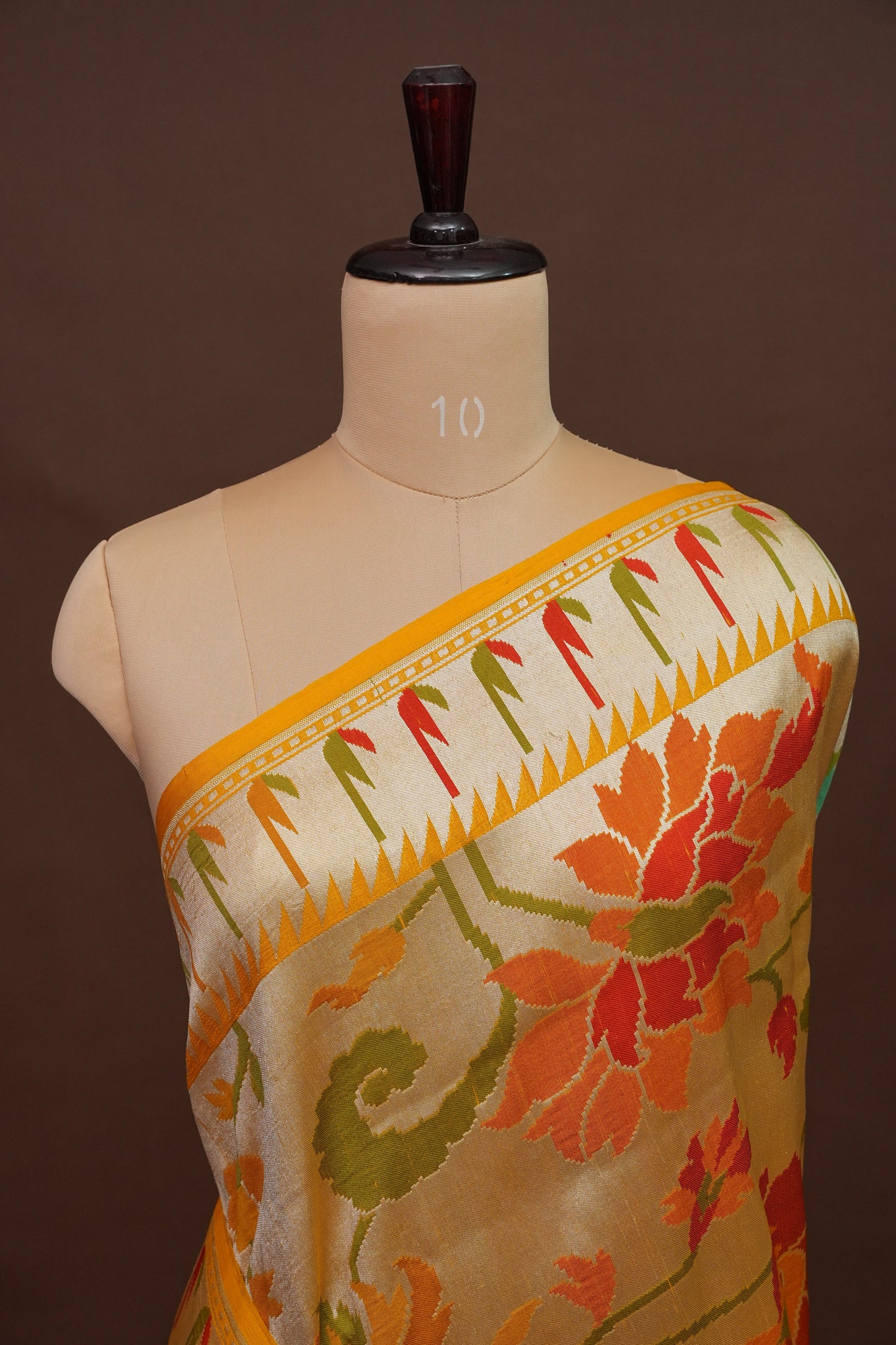 Mustard Yellow Pure Tussar Tissue Georgette Brocade Handloom Banarasi Saree