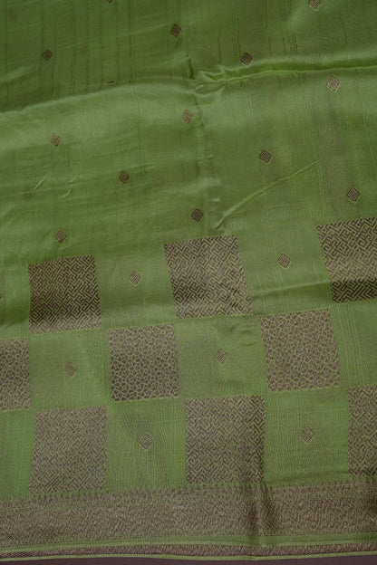 Parrot Green Semi Tussar Raw Silk Saree with Gold Woven Elegance