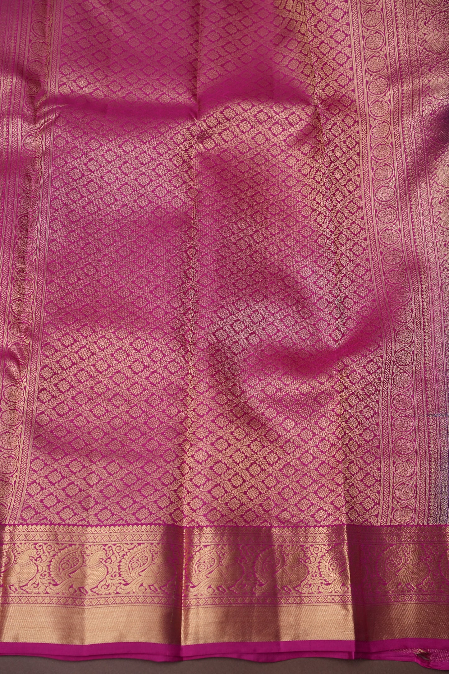 Pure Kanchipuram Silk Saree with Rich Zari Weave - Dual Tone Pink & Royal Purple