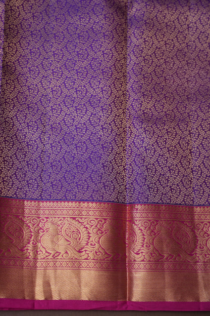 Pure Kanchipuram Silk Saree with Rich Zari Weave - Dual Tone Pink & Royal Purple