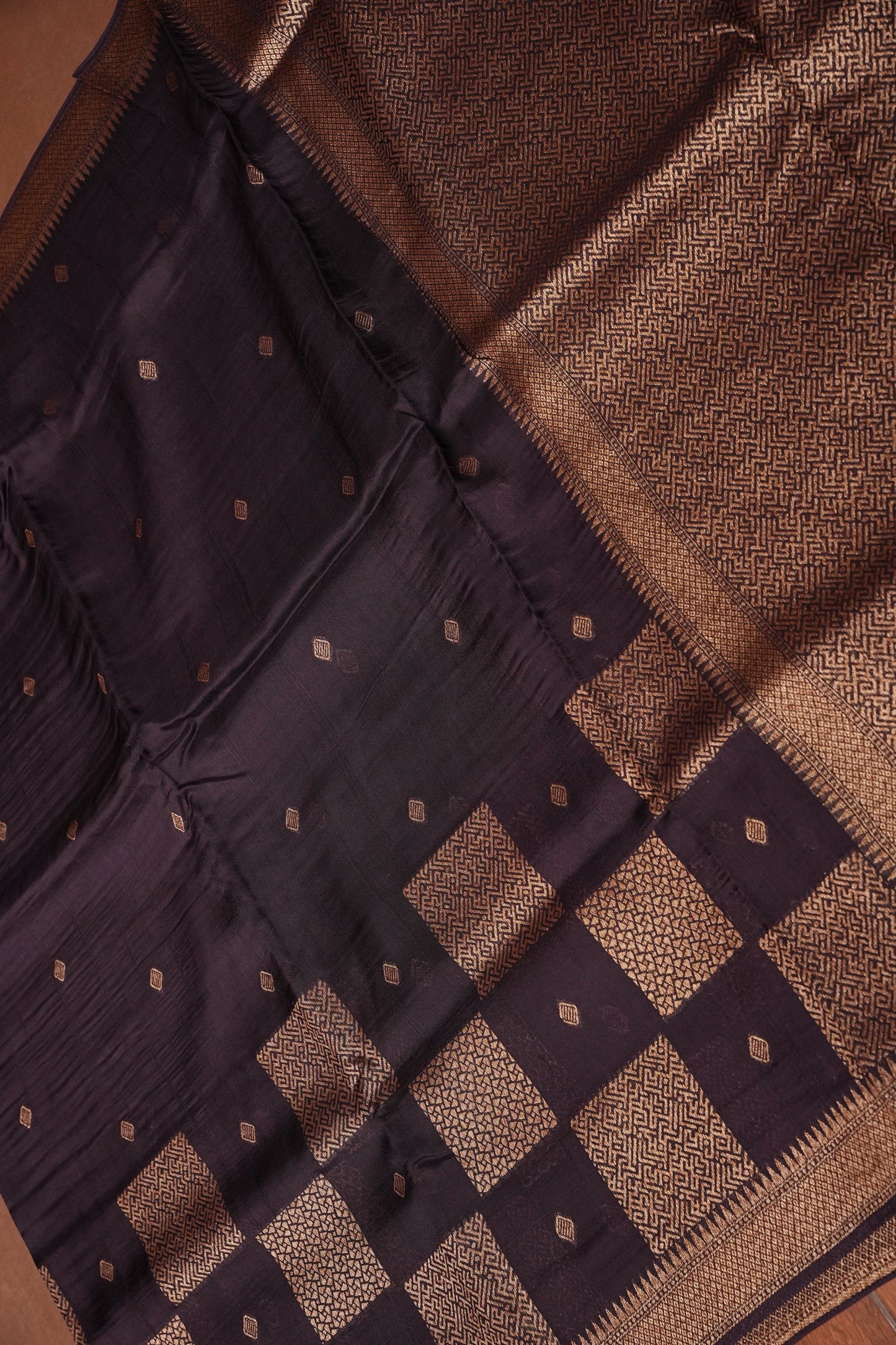 Coffee Brown Semi Tussar Raw Silk Saree with Gold Woven Elegance