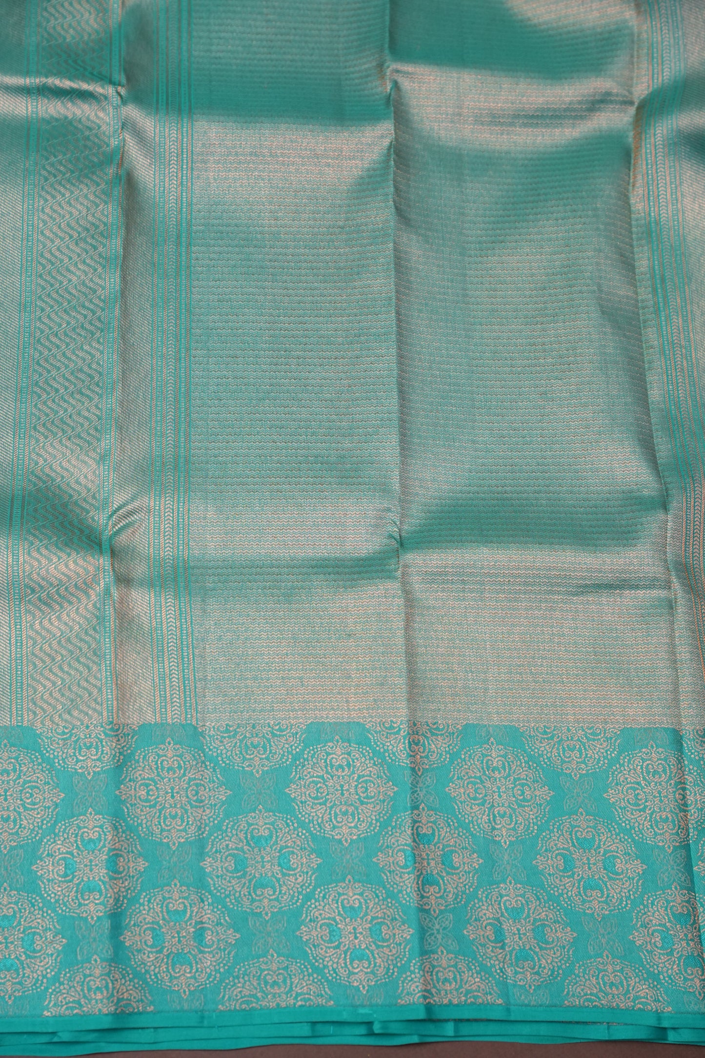 Pure Kanchipuram Fully Brocade Zari Silk Saree with Intricate Zari Weave - Aqua Green & Lavender