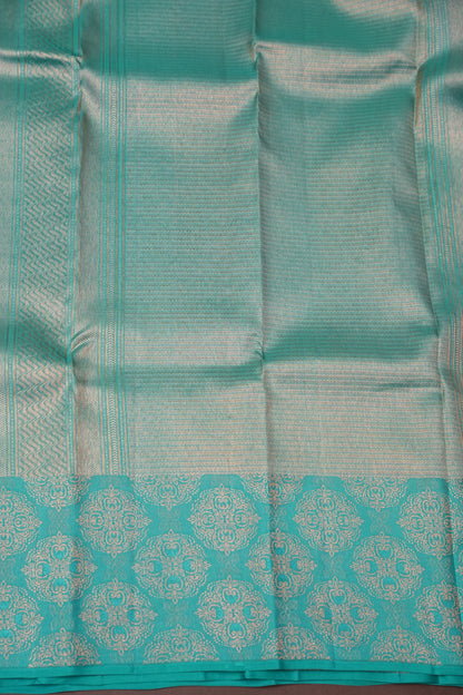Pure Kanchipuram Fully Brocade Zari Silk Saree with Intricate Zari Weave - Aqua Green & Lavender