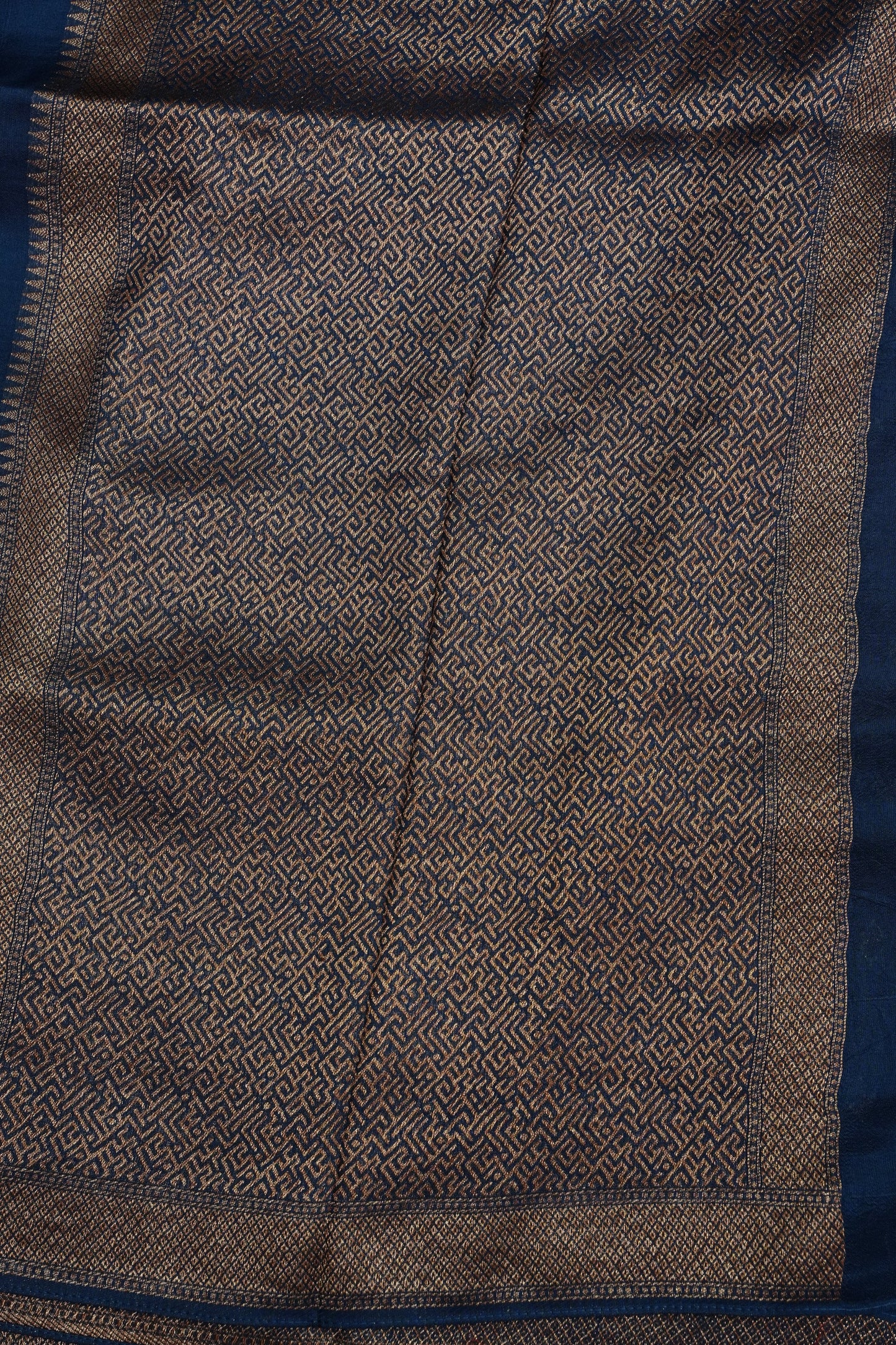 Teal Blue Semi Tussar Raw Silk Saree with Gold Woven Elegance