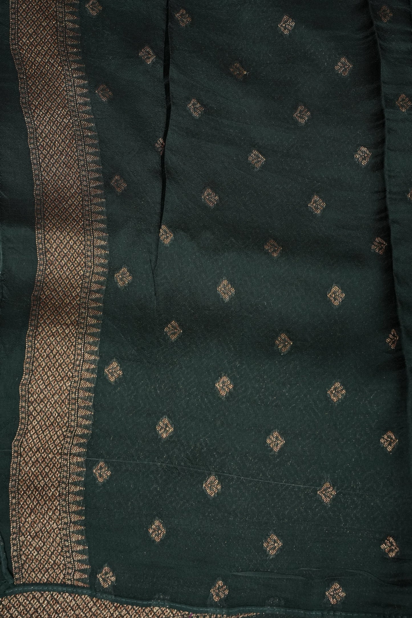 Forest Green  Semi Tussar Raw Silk Saree with Gold Woven Elegance