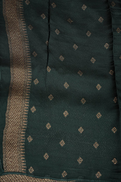 Forest Green  Semi Tussar Raw Silk Saree with Gold Woven Elegance