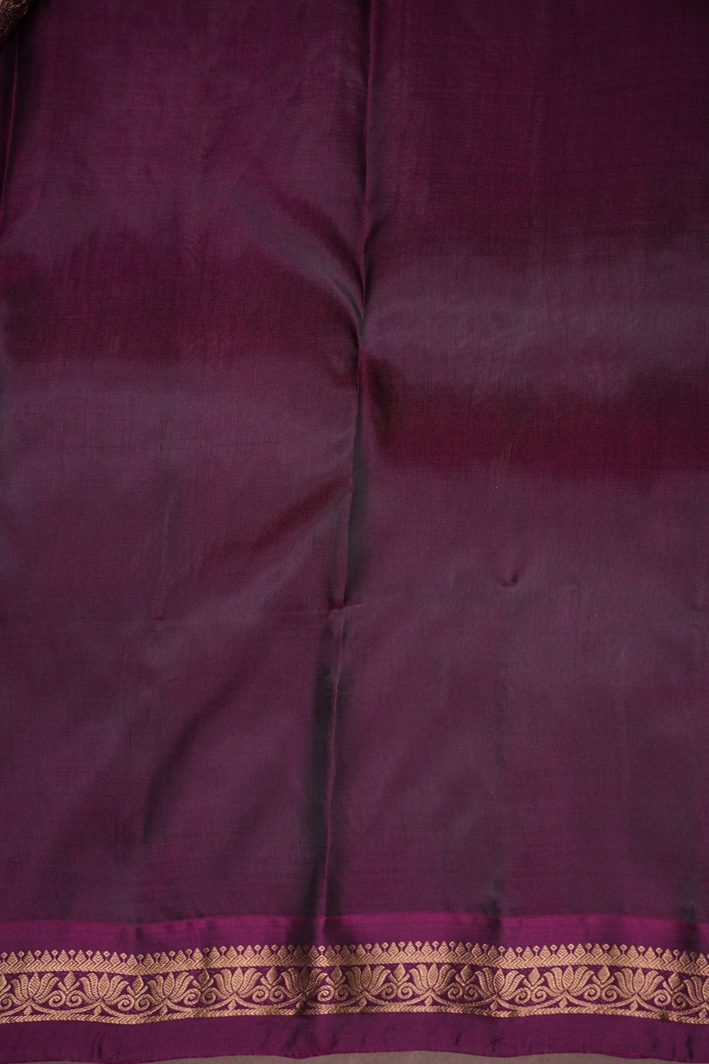 Pure Soft Silk Saree with Contrast Deep Purple Border & Rich Zari Pallu - Olive Green