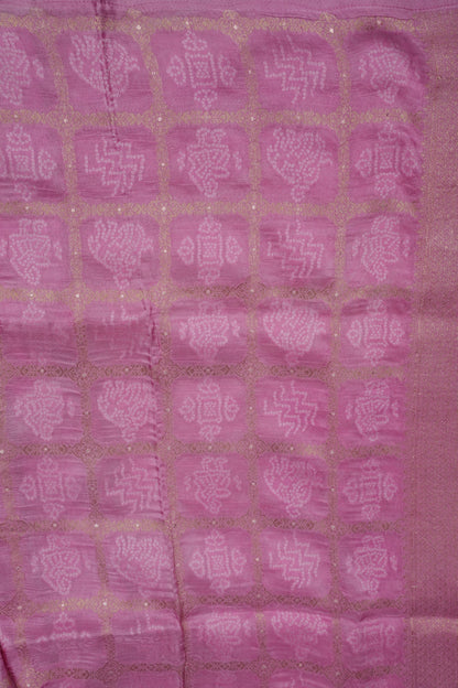 Kashmiri Pashmina Mellow Tissue Banarasi Saree- Ivory & Baby Pink