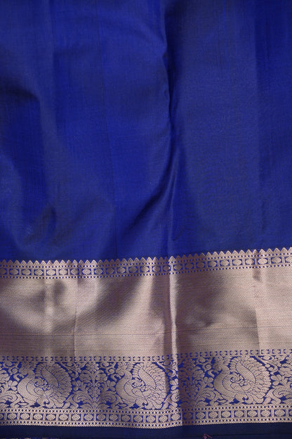 Pure Kanchipuram Brocade Silk Saree with Gold Zari Motifs - Royal Blue