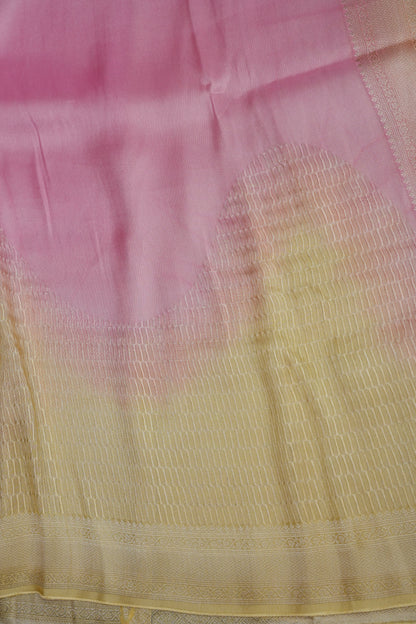 Soft Banarasi Silk Saree Ombre - Blush Pink and Green