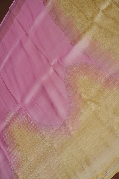 Soft Banarasi Silk Saree Ombre - Blush Pink and Green