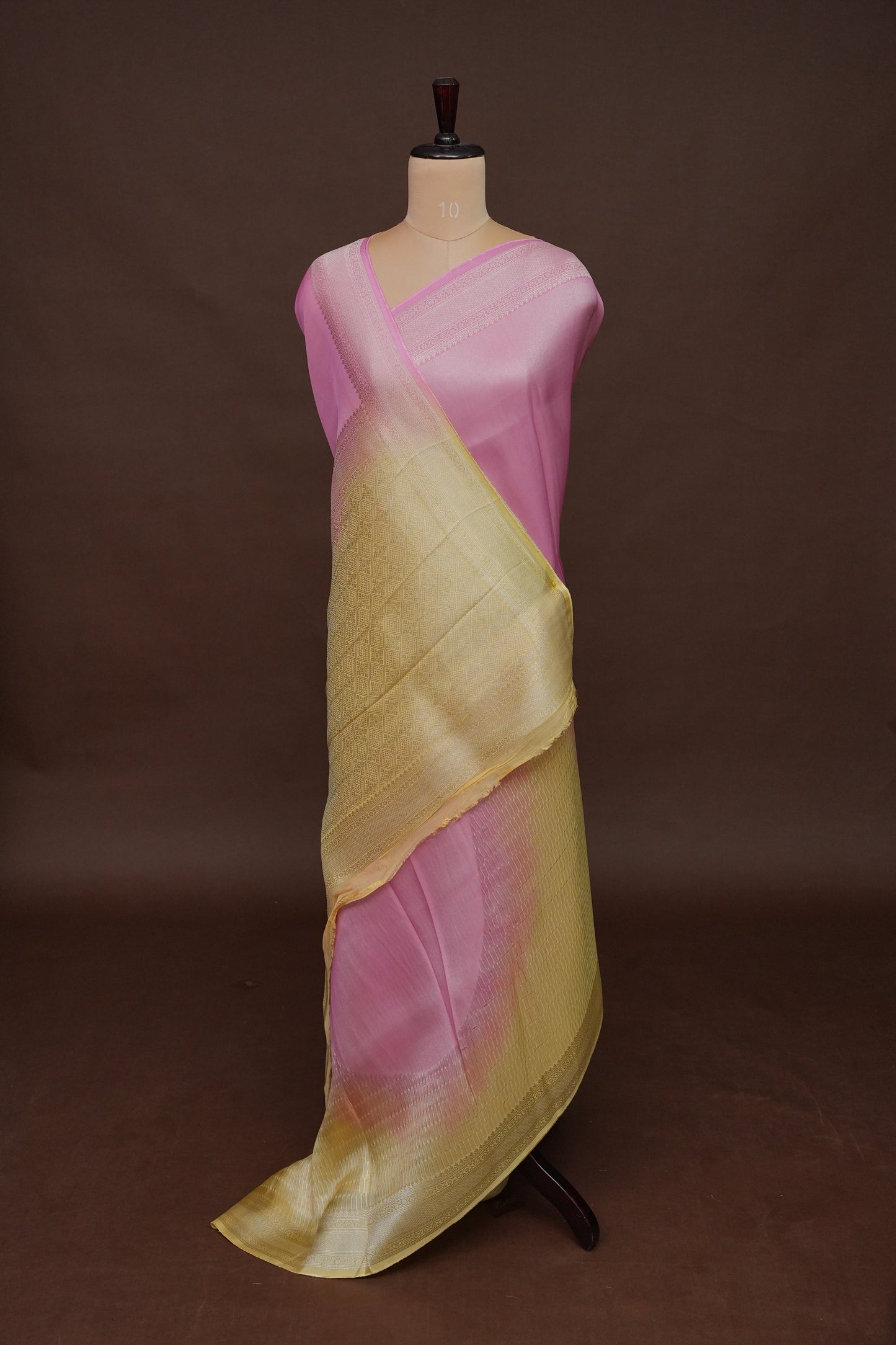 Soft Banarasi Silk Saree Ombre - Blush Pink and Green
