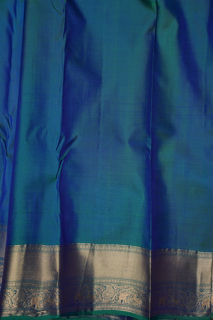 Pure Kanchipuram Silk Saree with Rich Gold Zari Weave - Teal & Blue