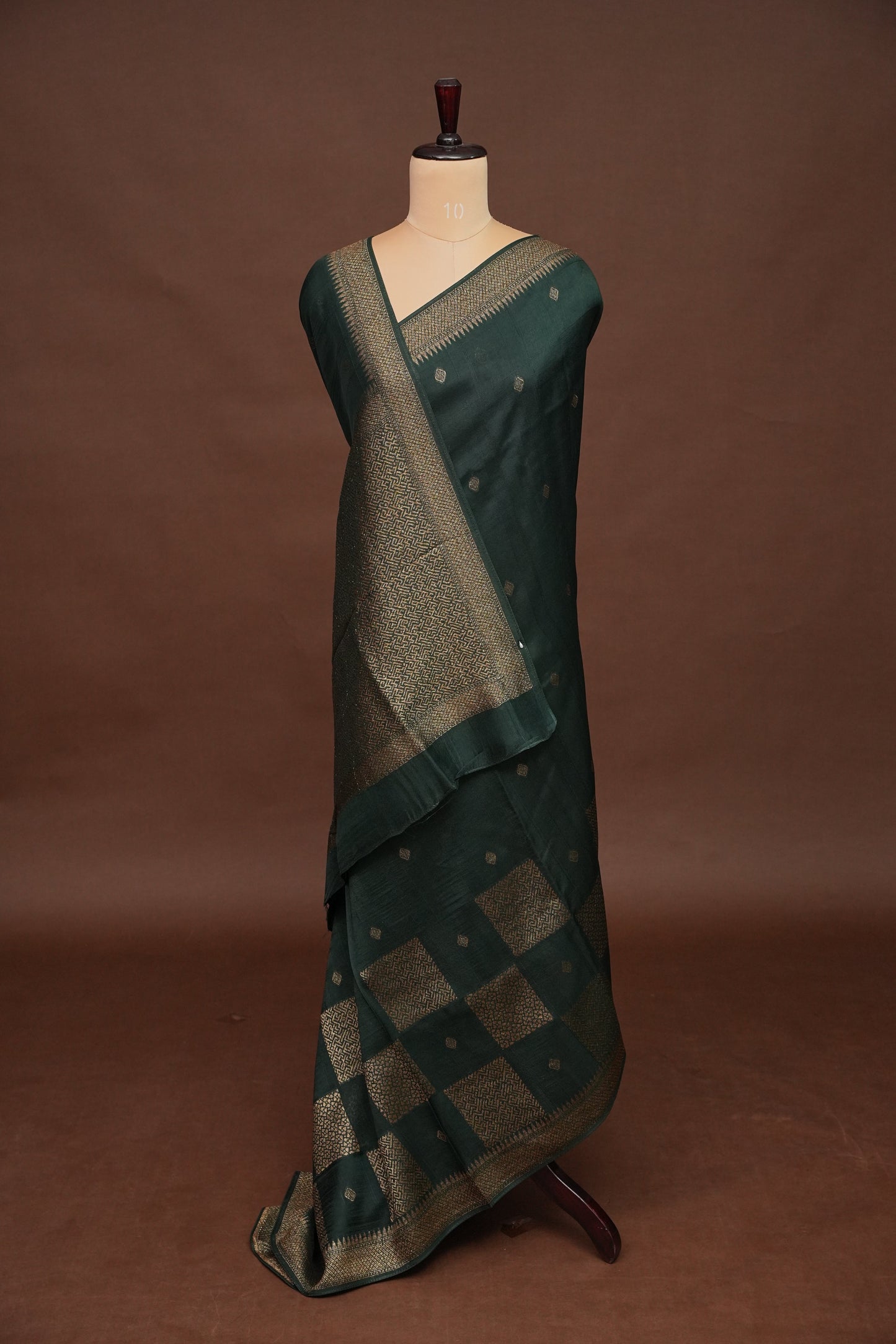 Forest Green  Semi Tussar Raw Silk Saree with Gold Woven Elegance