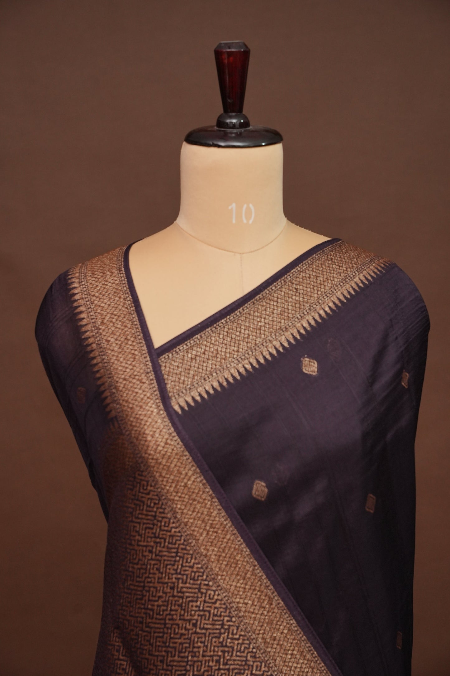 Coffee Brown Semi Tussar Raw Silk Saree with Gold Woven Elegance