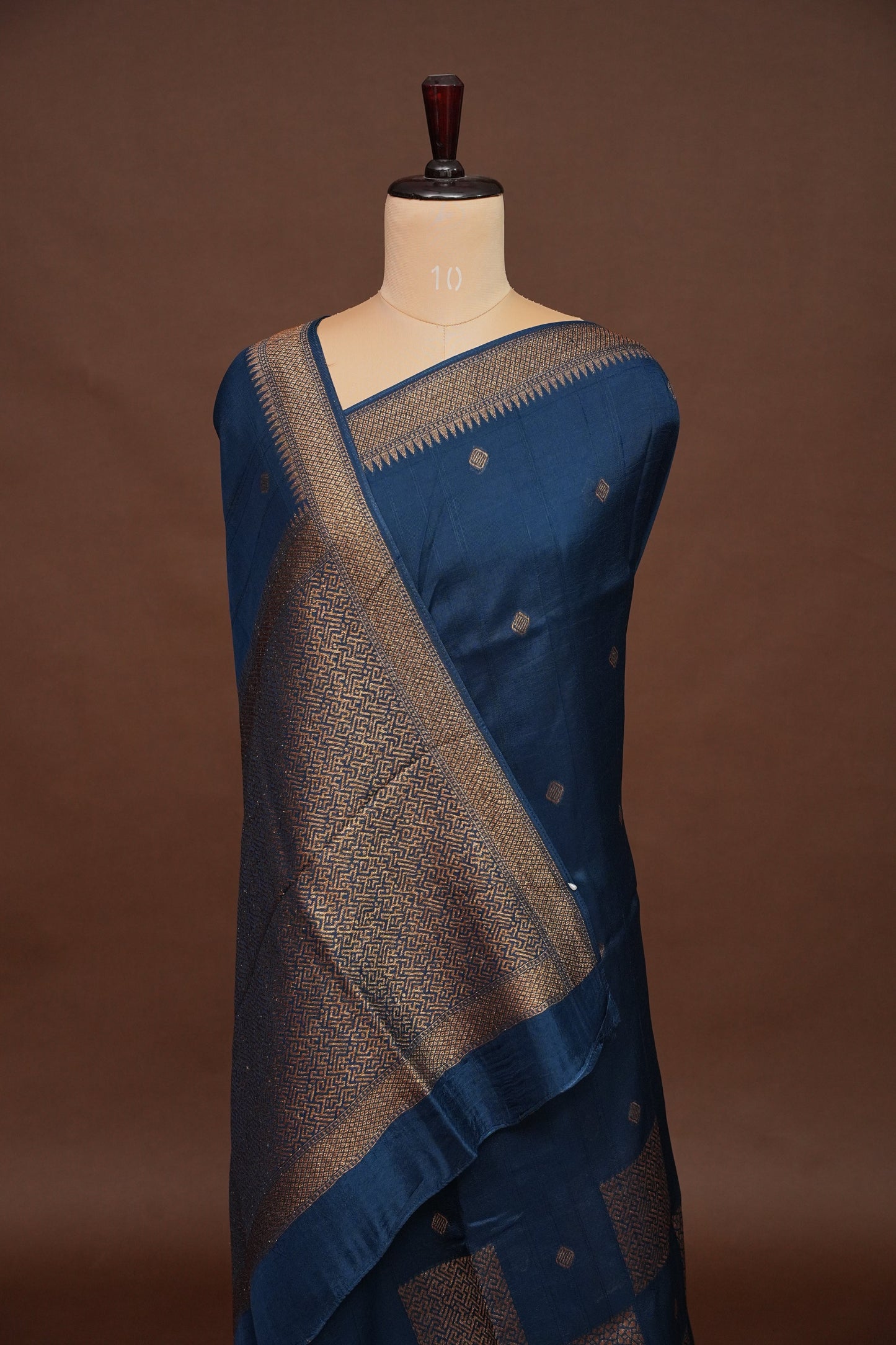 Teal Blue Semi Tussar Raw Silk Saree with Gold Woven Elegance