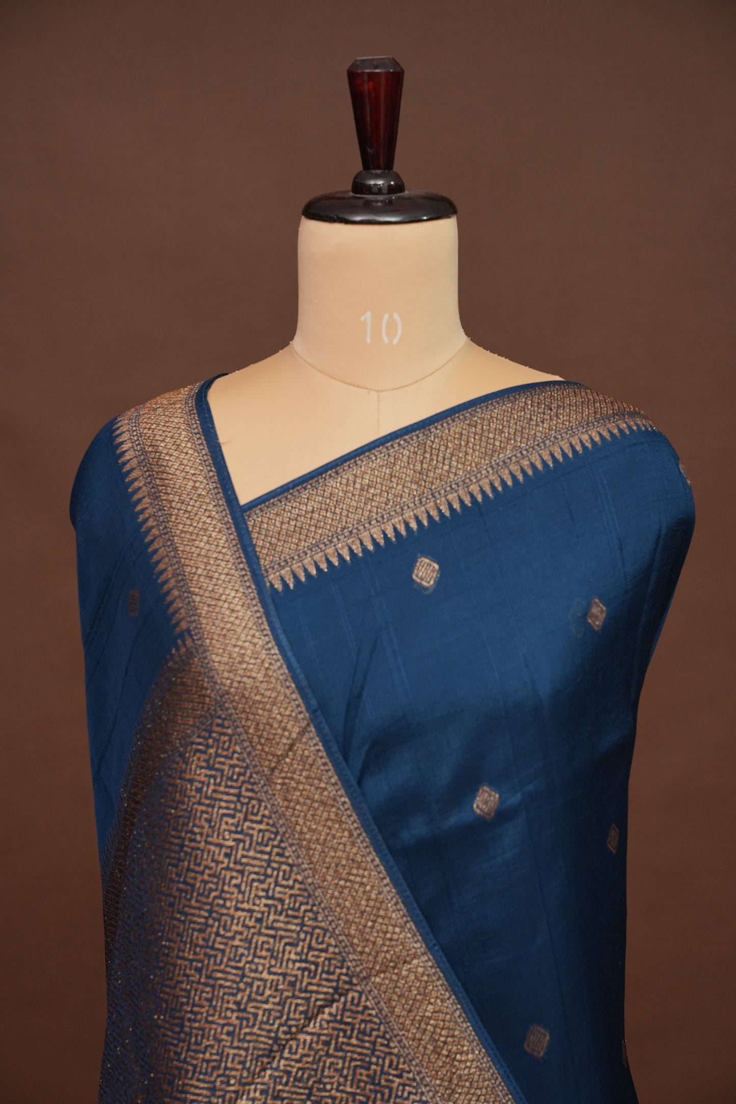 Teal Blue Semi Tussar Raw Silk Saree with Gold Woven Elegance