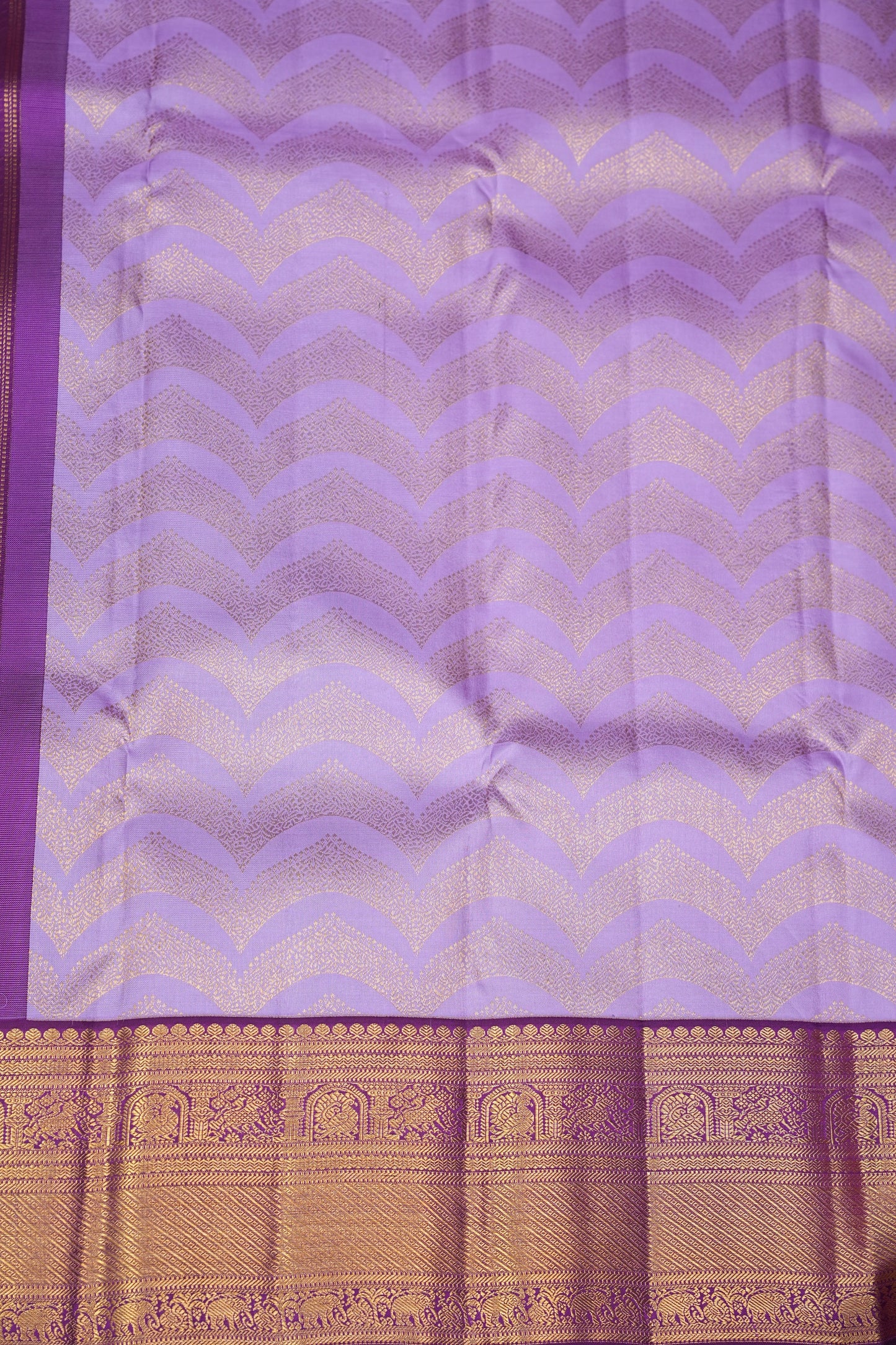 Pure Kanchipuram Silk Saree in 2 Gram Rich Gold Zari Weave - Lavender with Purple