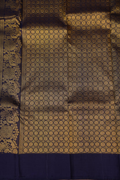 Pure Kanchipuram Silk Saree with Rich Gold Zari Pallu - Teal Blue & Navy Border