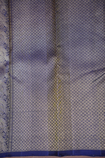 Pure Kanchipuram Silk Saree with Gold Zari Weave - Rust & Navy Blue