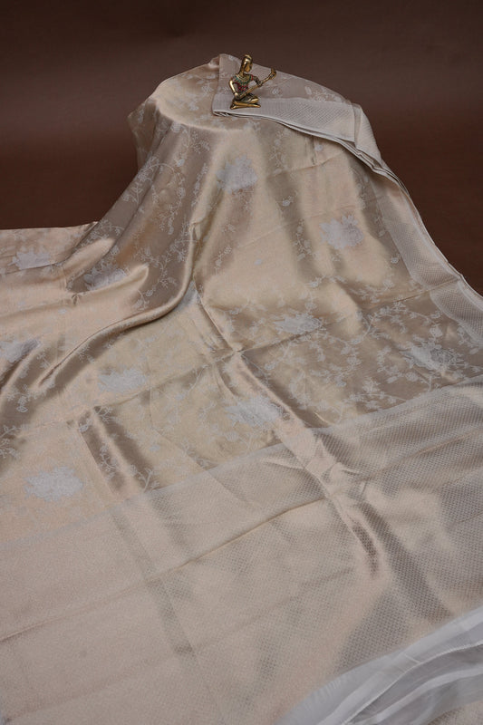 Soft Banarasi Silk Saree - Half White