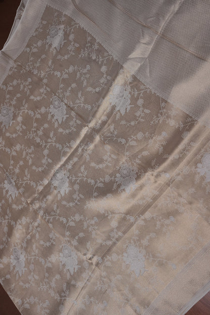 Soft Banarasi Silk Saree - Half White