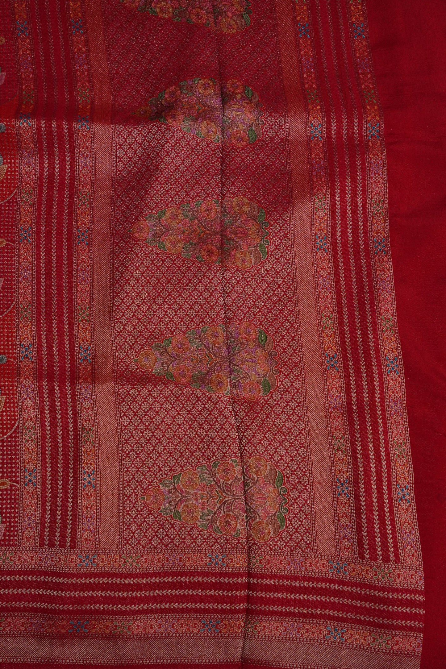 Kashmiri Pashmina Mellow Tissue Banarasi Saree - Red