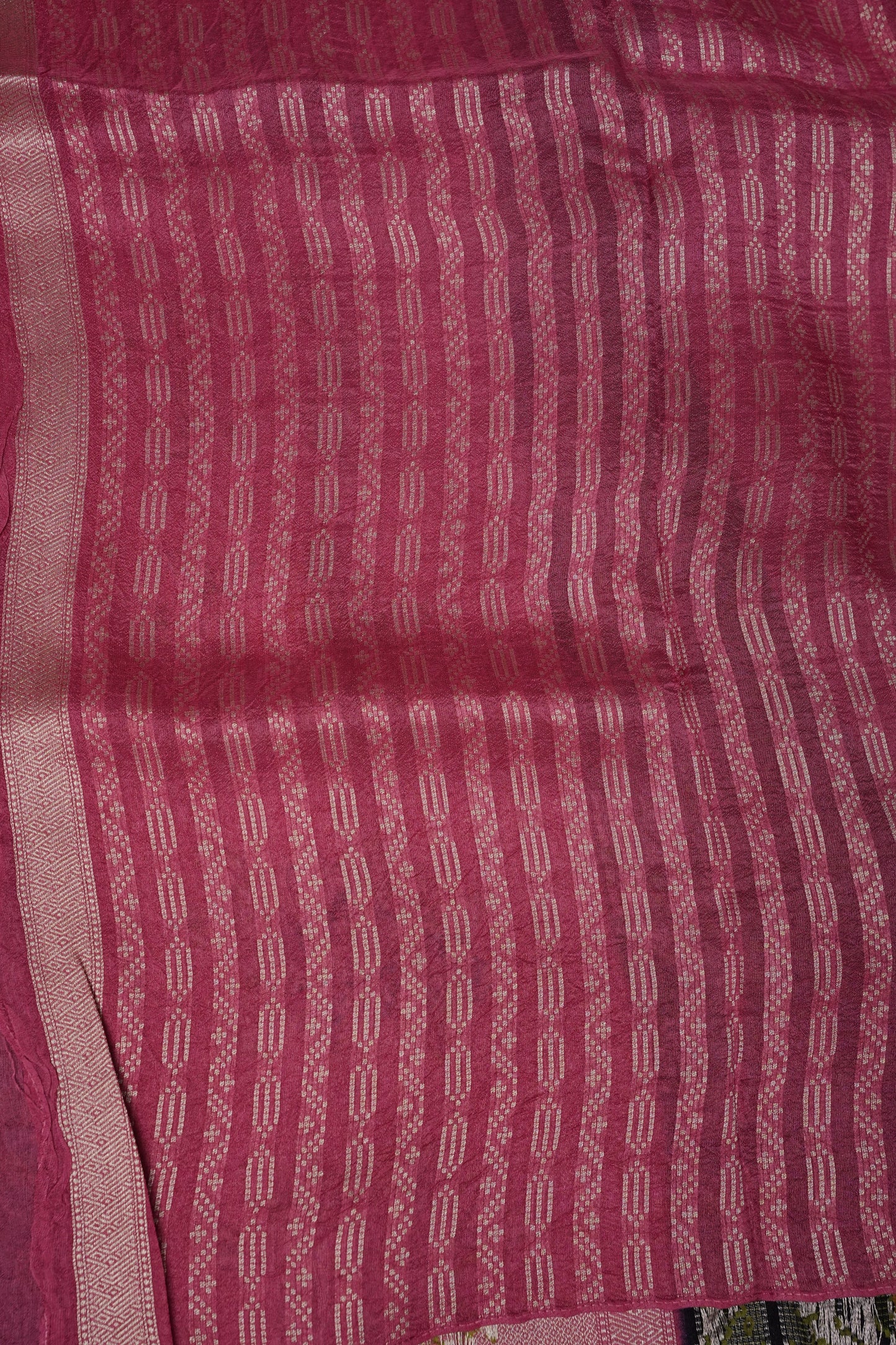 Tussar Banarasi Raw Silk Saree with Floral Paithani Weaves – Bottle Green & Pink