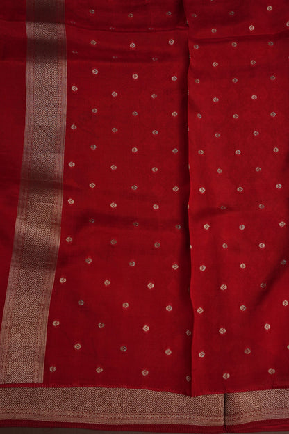 Tussar Banarasi Raw Silk Saree with Floral Paithani Weaves – Deep Red