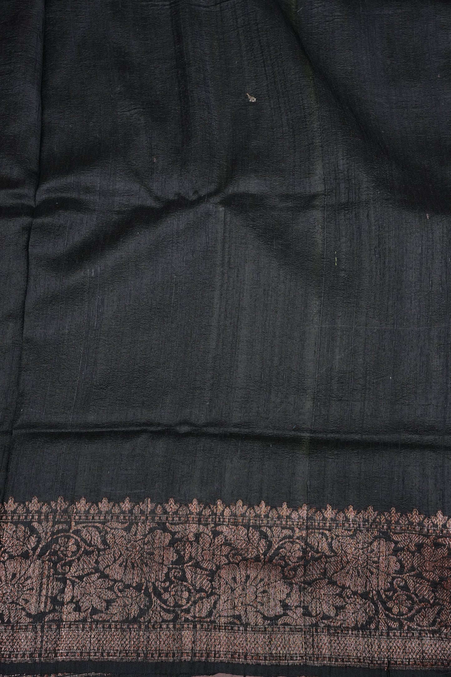 Pure Tussar Raw Silk Saree - Olive Green with 3D Contrast Antique Zari Borders|Silk Mark Certified