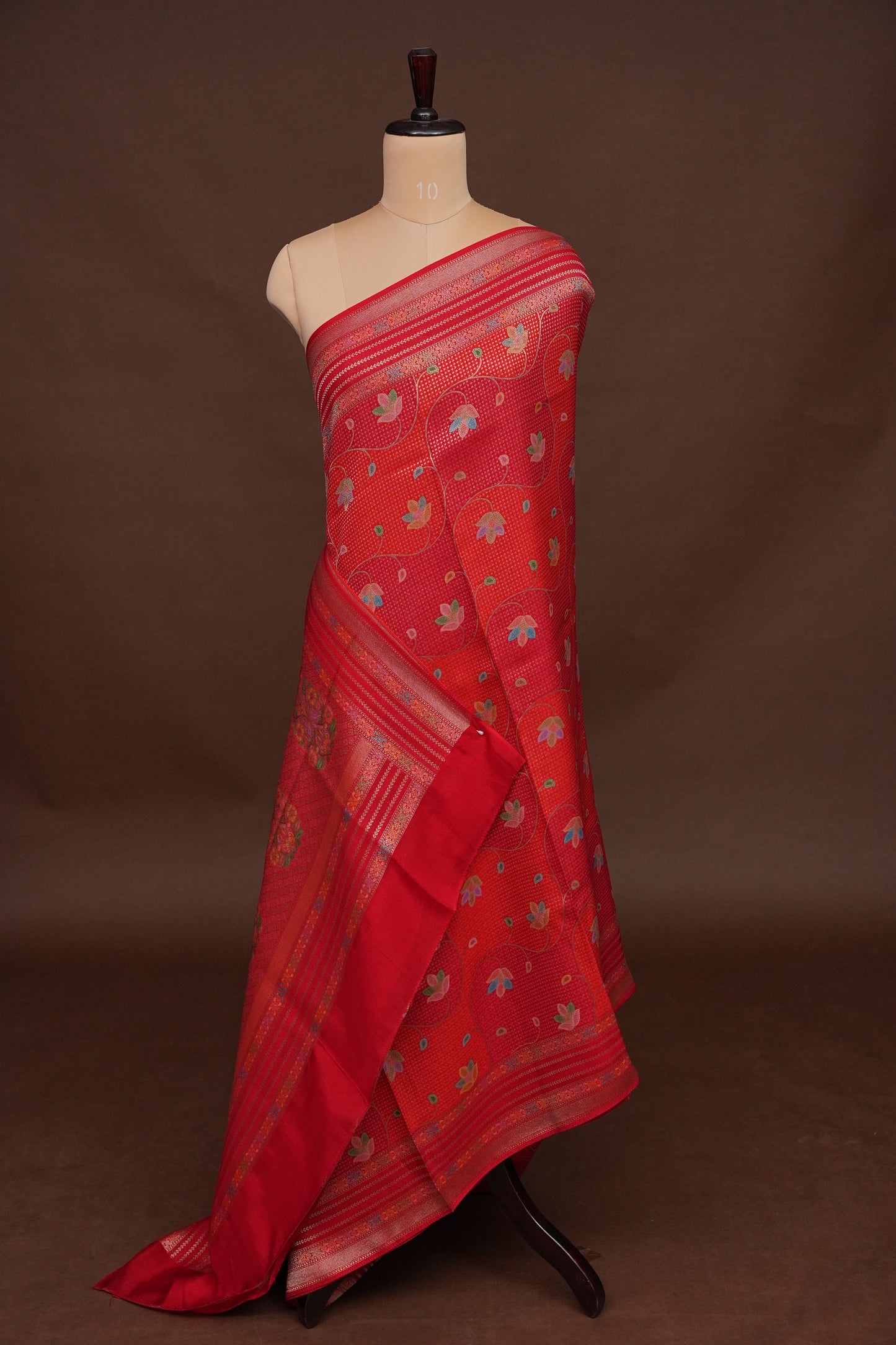Kashmiri Pashmina Mellow Tissue Banarasi Saree - Red