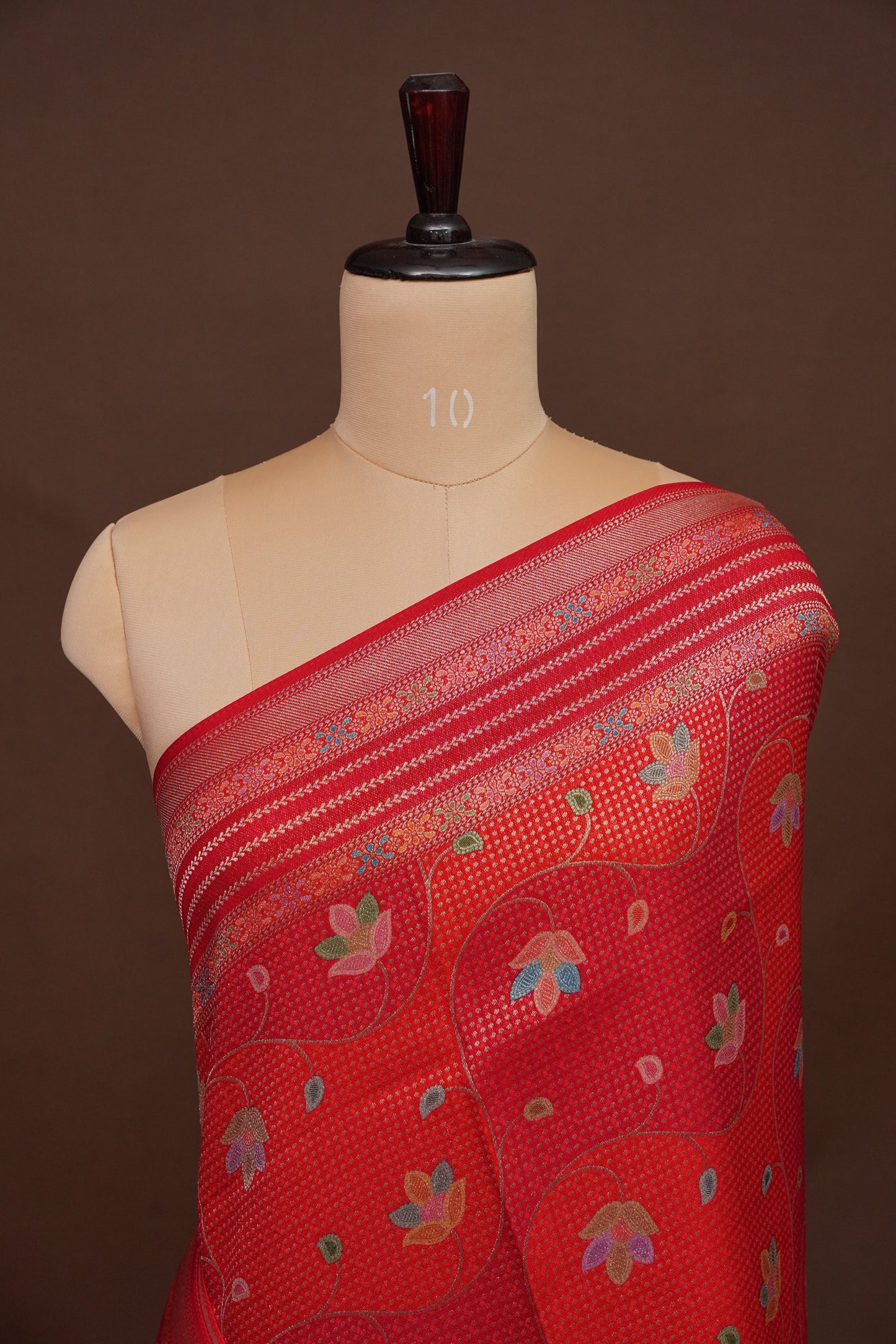 Kashmiri Pashmina Mellow Tissue Banarasi Saree - Red