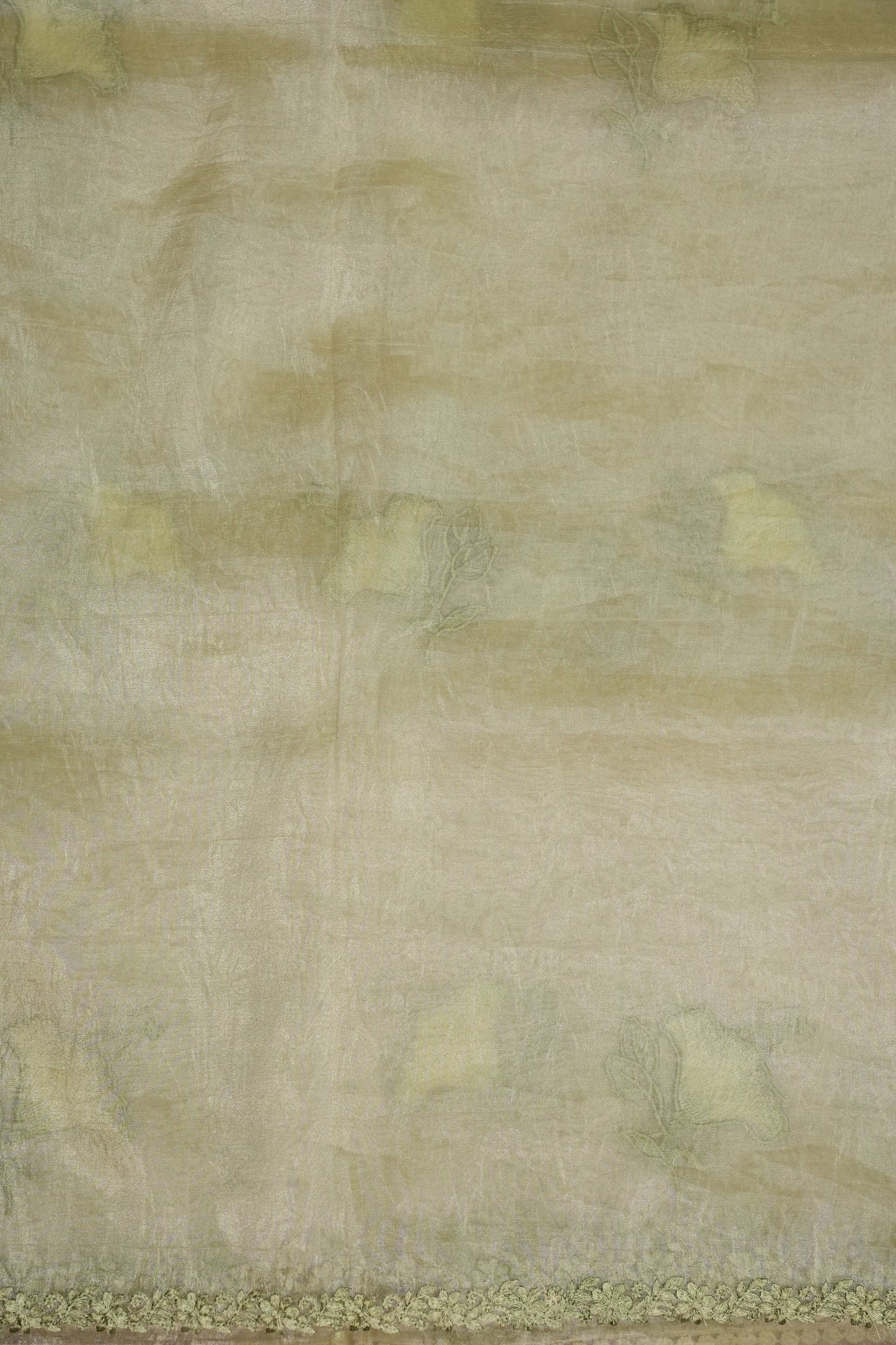 Soft Organza Saree with Floral Embroidery - Light Pistachio Green