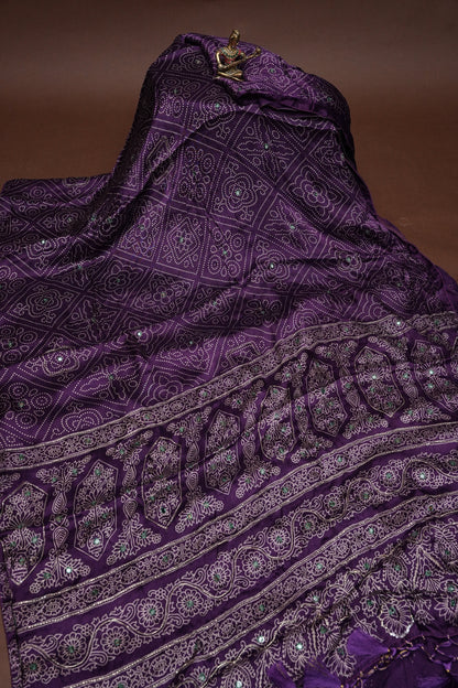 Gajji Silk Saree-Deep Purple