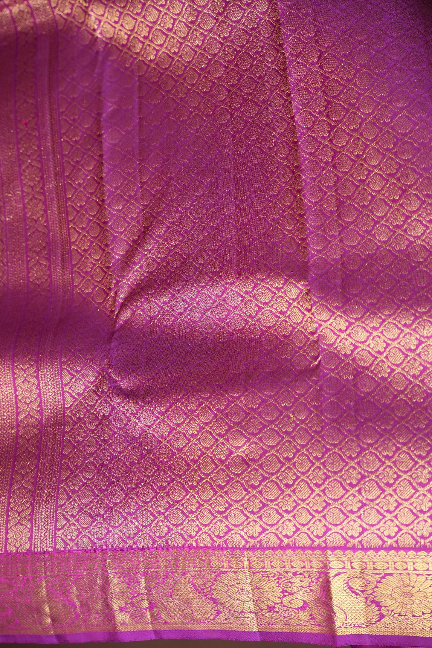 Pure Kanchipuram Silk Saree with Rich Gold Zari Weaving - Magenta