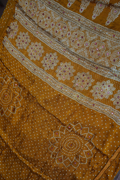 Gajji Silk Saree-Mustard yellow