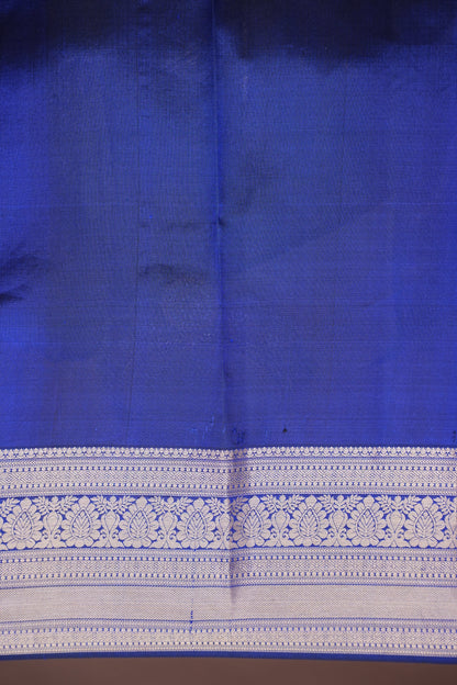 Brocade Pure Kanchipuram Silk Saree with Antique Gold Zari - Royal Blue
